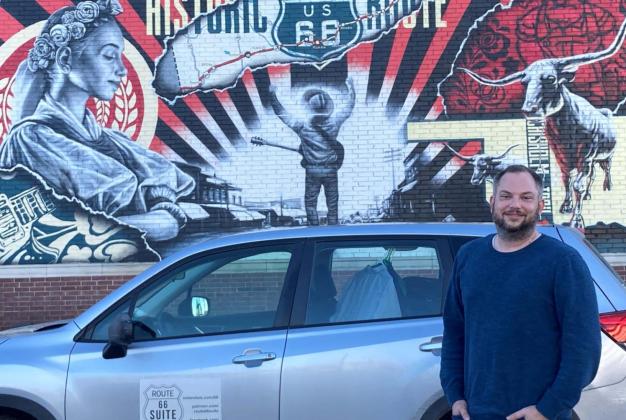 Nolan Stolz, a music professor at the University of South Carolina Upstate, is touring Route 66 finding inspiration for the composition of an orchestra piece for the road’s 100th birthday. Photo / Michael Pineda