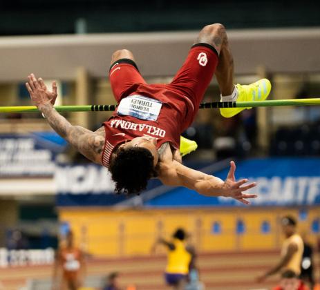 Yukon graduate Vernon Turner won the NCAA DI indoor championship in the high jump in Birmingham, Alabama. Turner cleared 7’7” to become the first high jump indoor champion in Oklahoma history. Photo / Soonersports