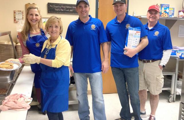The Yukon Rotary Club was fully staffed for its Pancake Breakfast at the Dale Robertson Center Saturday morning. Pictured from left, Julie Simeroth, Betty Corn, Kyle Ruzicka, Trent Scrivner and Jay Emory. Photo / Michael Pineda